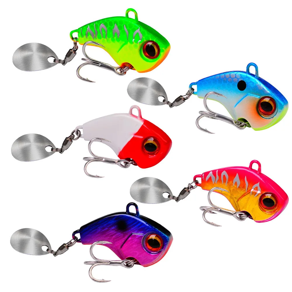 Señuelos de Pesca oscilantes giratorios de Metal Vib cebo vibratorio Pesca de invierno 6g 15g 28g cebos duros artificiales Spinner cuchara señuelo Pesca