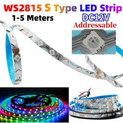 1-5M WS2815 S Type LED Strip DC12V Foldable Addressable Full Color Narrow 5mm SMD5050 60led/M ip30 WHITE PCB for Festival Decor