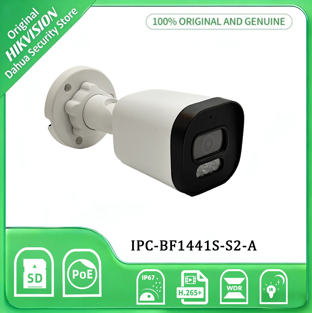 IPC-BF1441S-S2 4MP Full HD Surveillance Camera, Fixed Lens 2.8/3.6mm, IP67, PoE, 30m Dual Light Vision