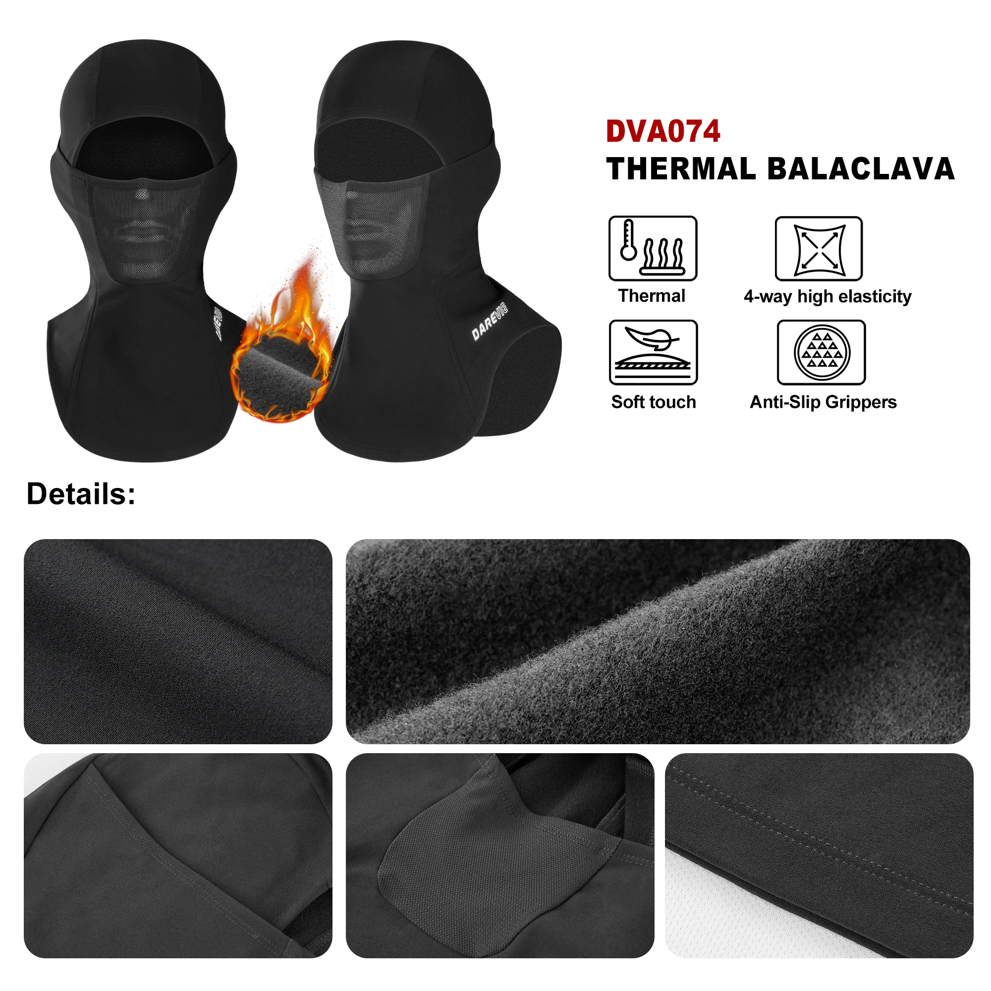 DAREVIE الدراجات بالاكلافا الشتاء الحراري الدفء المضادة للأشعة فوق البنفسجية قبعات رجالية SPF 50 التجفيف السريع تنفس الرياضة في الهواء الطلق قبعة رجالي #6