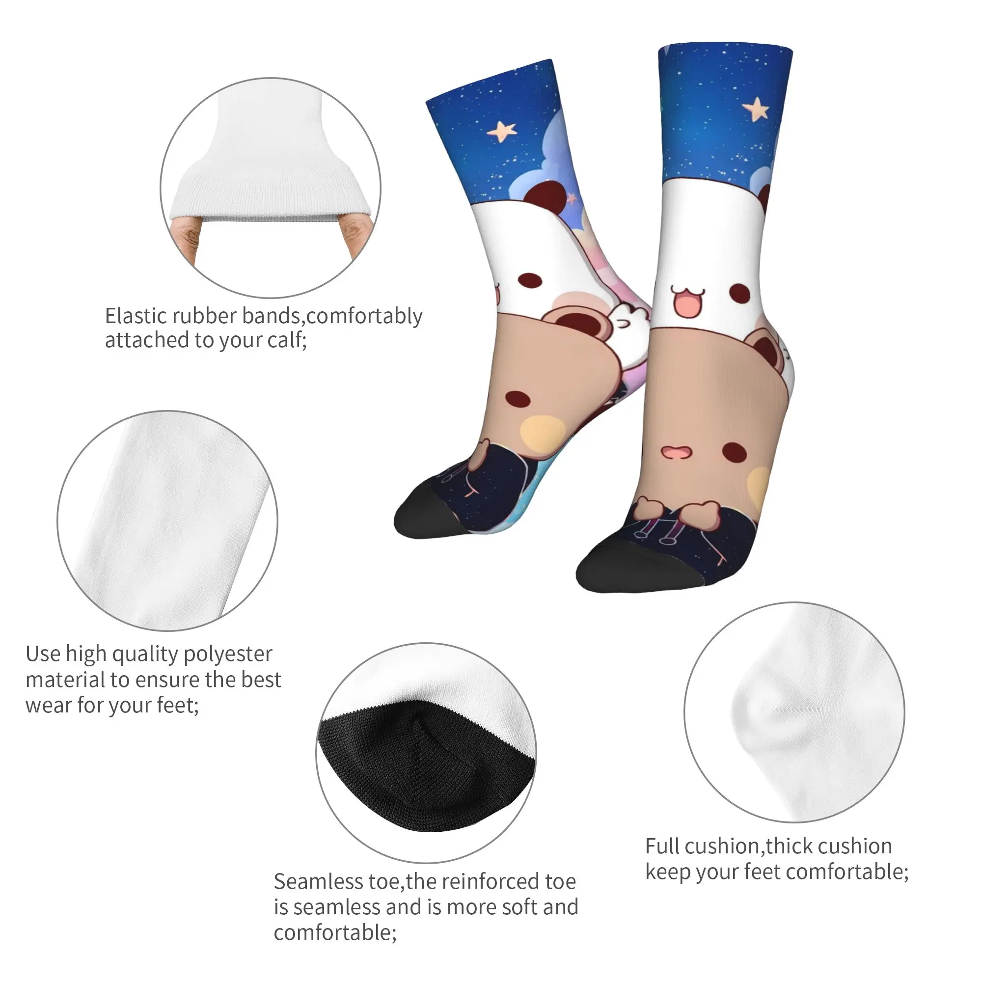 BuBu and Dudu Stockings  Leisure Socks Men Warm Soft Socks Spring Running Design Non Skid Socks Birthday Gift