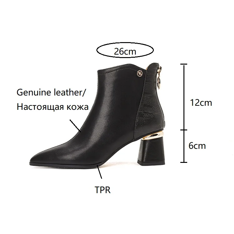 NEW Autumn Women Boots Pointed Toe Chunky Heel Boots Genuine Leather Shoes for Women Elegent Ankle Boots High Heel Female Boots