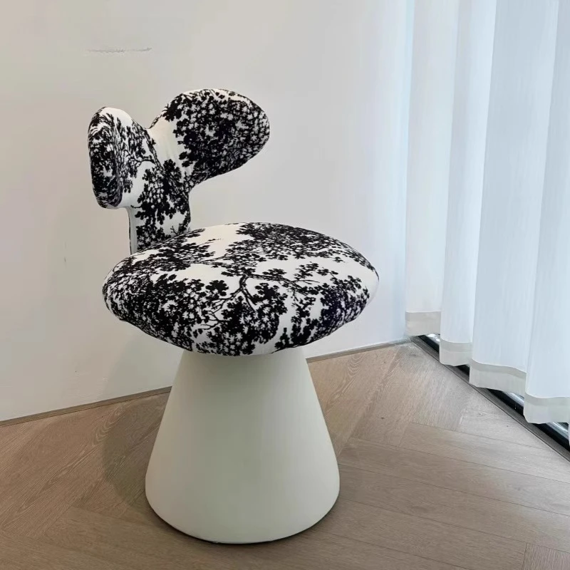 Luxury Rotating Vanity Stool with Backrest Girl's Makeup Chair for Bedroom Vintage Velvet Dressing