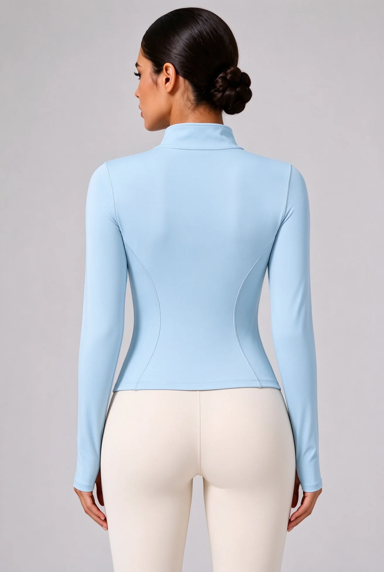2026 New Full-Zip Yoga Jacket Slim Fit Long Sleeve Athletic Top with Thumb Holes Lightweight Stretchy Workout Jacket for Runnin