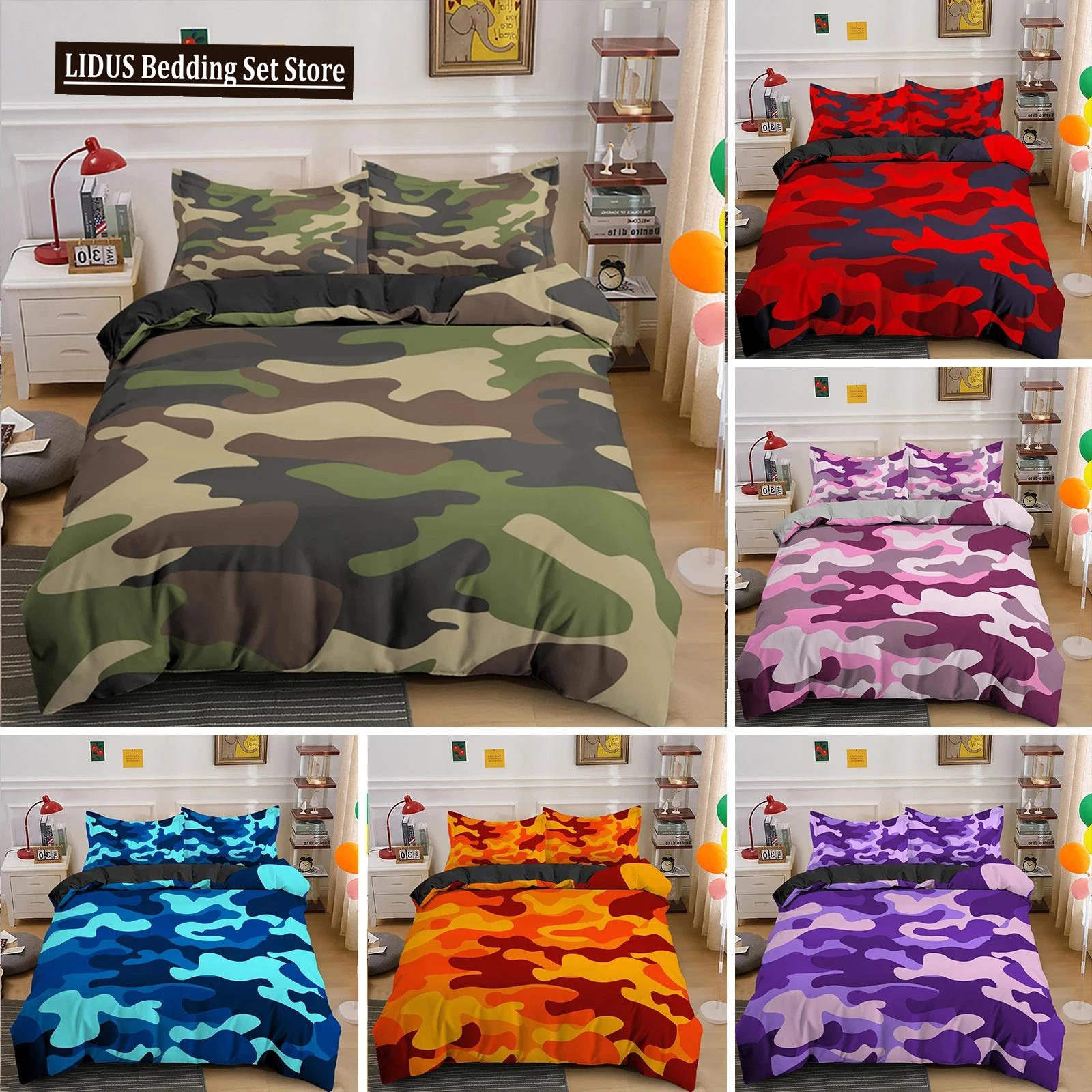 

Home Textile Cool Boy Girl Kid Adult Duver Cover Set Camouflage Bedding Sets King Queen Twin Comforter Covers With Pillowcase