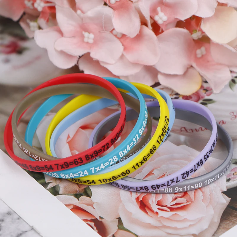 12Pcs/Set Multiplication Tables Soft Silicone Bracelet Learn Math Education Wristband For Kids Preschool Teaching Aids Math Toy