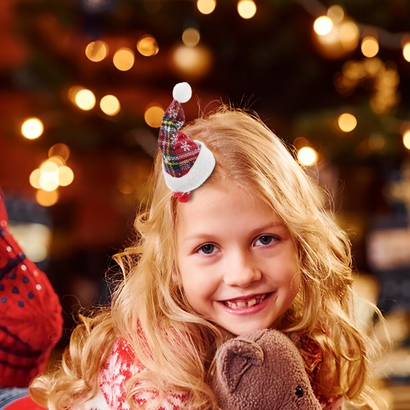 

Christmas Hat Hairpin Cute Decorative Barrette Has Clips Holiay Alligator for Women Fabric Holiday Bows Girls Child