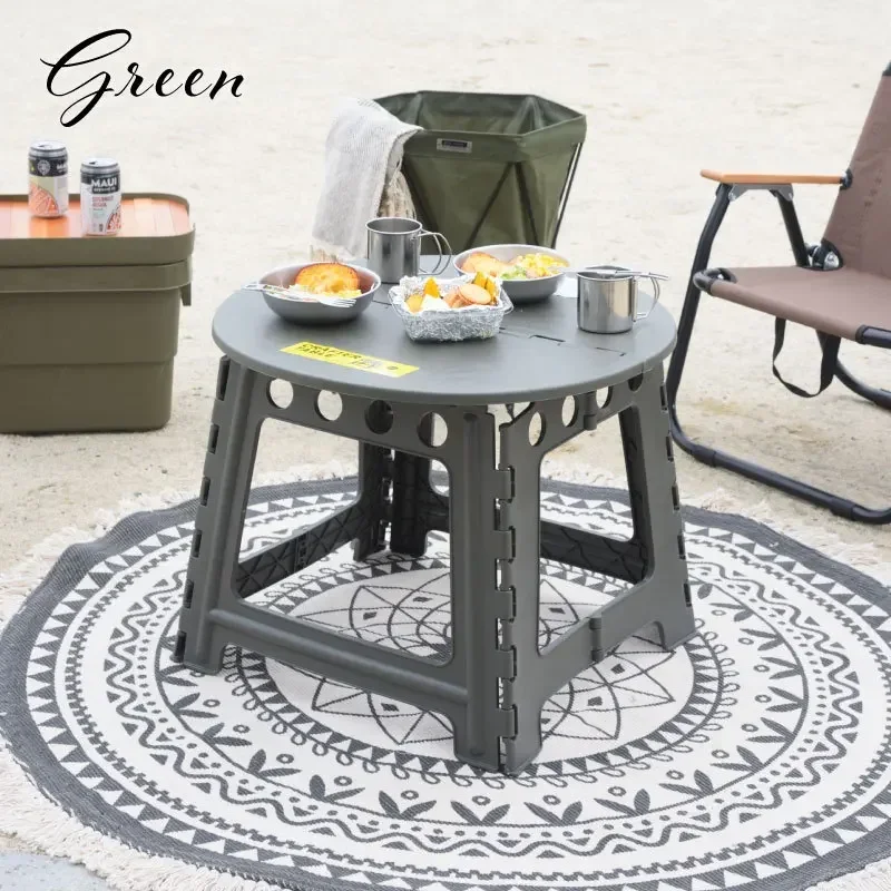 Plastic folding table Outdoor portable picnic camping table Household low table Multifunctional round table