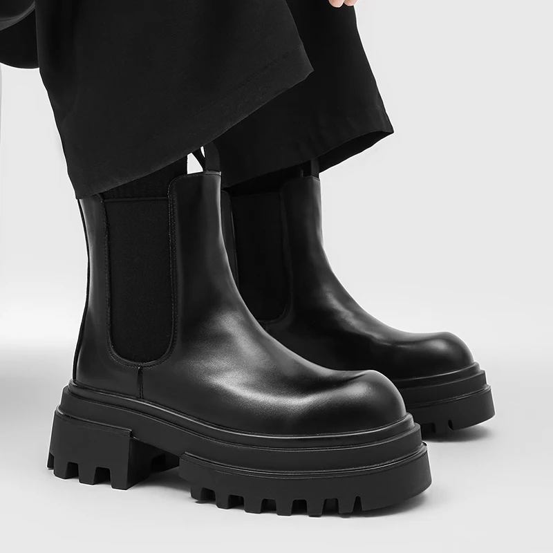 Classic Men Chelsea Boots Black Brown Retro Men Casual Thick Soled Non Slip Durable Workwear Boots Training Boots Sizes 38-46