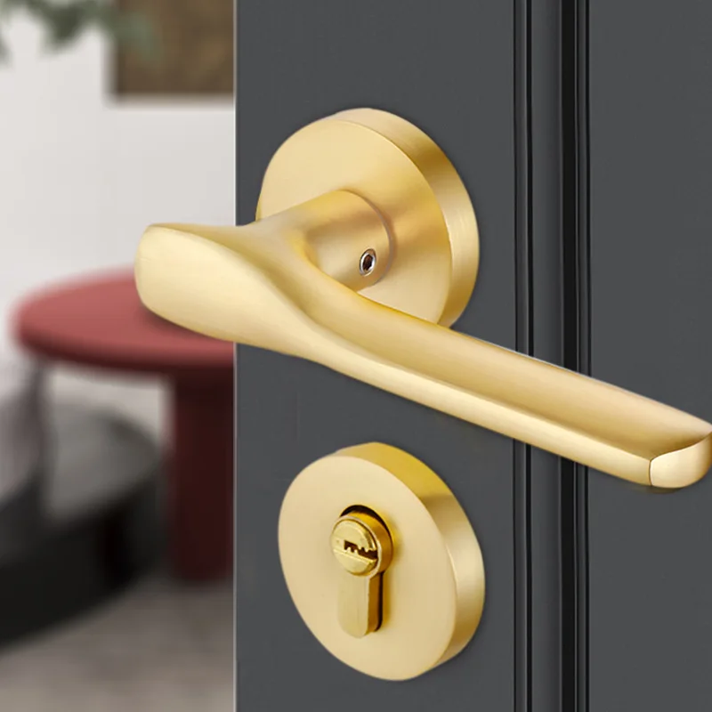 

Door Handle Lock Black Bedroom Door Lock Indoor Household Toilet Bathroom Lock Mute Room Golden Wooden Door Lock Door Handle