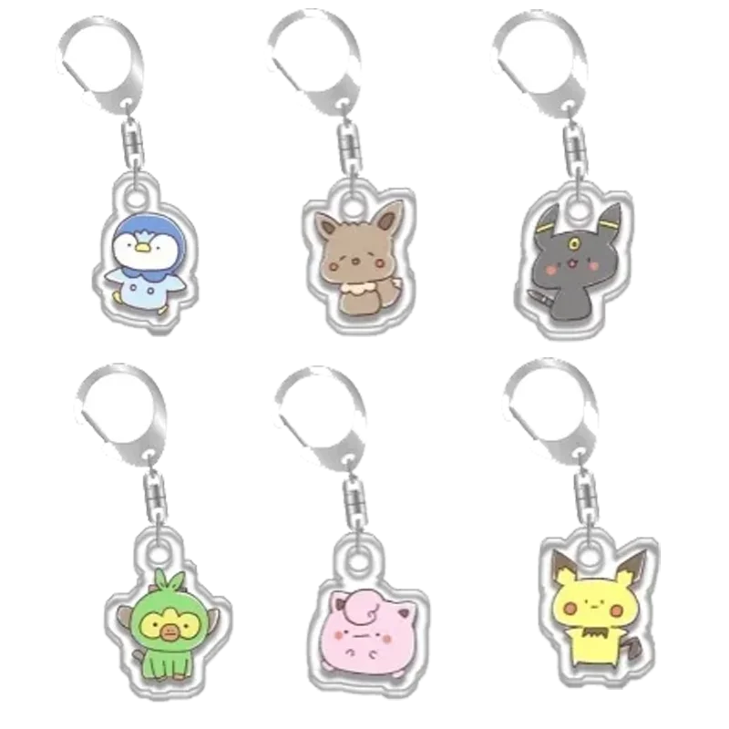 Chaveiro de Acrílico Artesanal Original de Personagens de Anime Fofos: Torchic, Unown, Froakie, Mimikyu, Ditto, Marill, Magnemite - Presente de Brinquedo