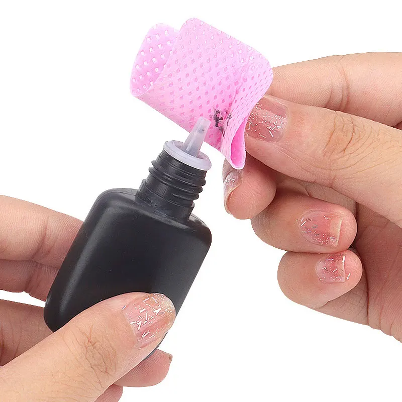 200PCS Tücher Papier Baumwolle Wimpern Kleber Entferner Wischen Mund Der Kleber Flasche Verhindern Verstopfen Kleber Reiniger Pads Lash verlängerung – Detail 15