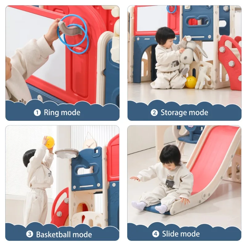 Kids Multi Function Playground Set with Slide Swing Climbing Frame Indoor Outdoor Children Activity Center Play Structure