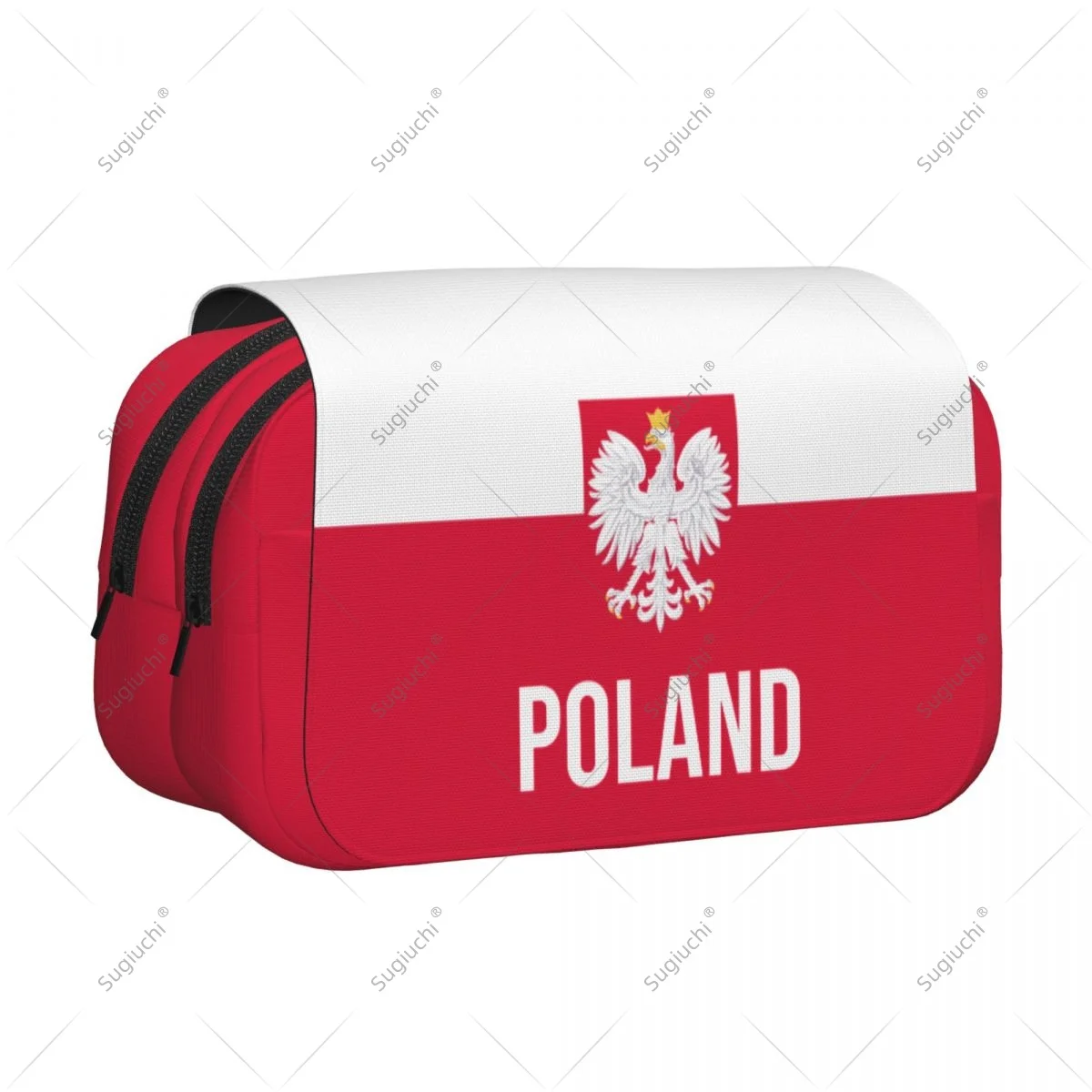 مقلمة مقص أكياس ثلاثية الأبعاد علم بولندا طبقة مزدوجة أكسفورد القماش القرطاسية تخزين صندوق القلم