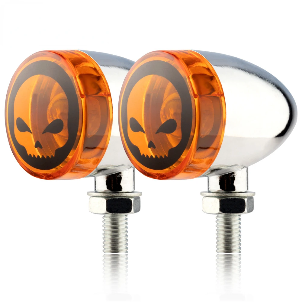Bullet Arrow Skull Metal Turn signal Light indicator For Harley Cruise flasher Lamp Blinker Flasher Intermitentes Frecce Moto - view 3