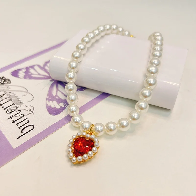 Verstellbares Katzenhalsband für Kätzchen mit Hochwertigen Simulationsperlen Niedliches Exquisites Sommer-Haustier-Halsband mit Halsdekoration – Detail 11