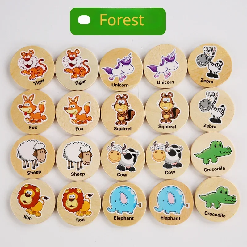 Finden Sie das gleiche Muster Puzzle Montessori pädagogisches Holzspielzeug Spiele Kinder Cartoon Tier Gedächtnis Schach Denktraining