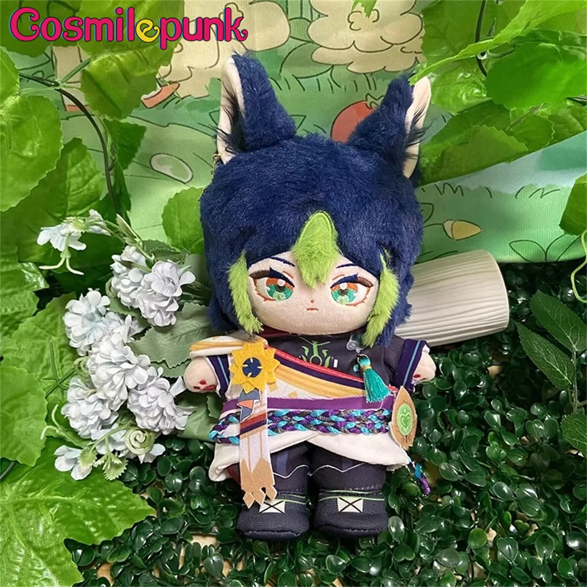 Game Genshin Impact Tighnari 20cm Plush Doll With Tail Change Clothes Outfits Cosplay Anime Gift Cute