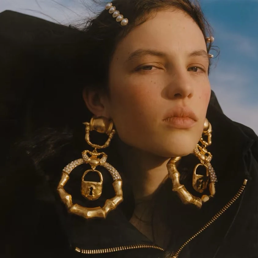 

Europe Luxury Brass Gold Plated Lock Crystal Earring Women Party Gorgeous Jewelry Accessories