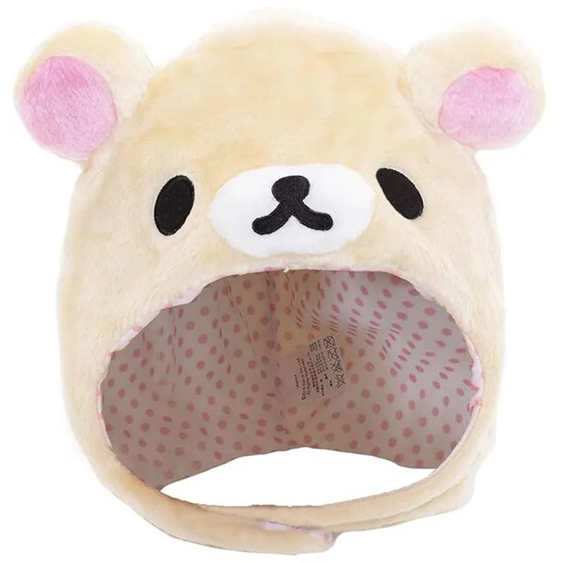 

New Cute Rilakkuma Korilakkuma Bear Plush Hat Kawaii Winter Hats For Women Girls Boys Kids Cartoon Anime Cap Gorras Caps