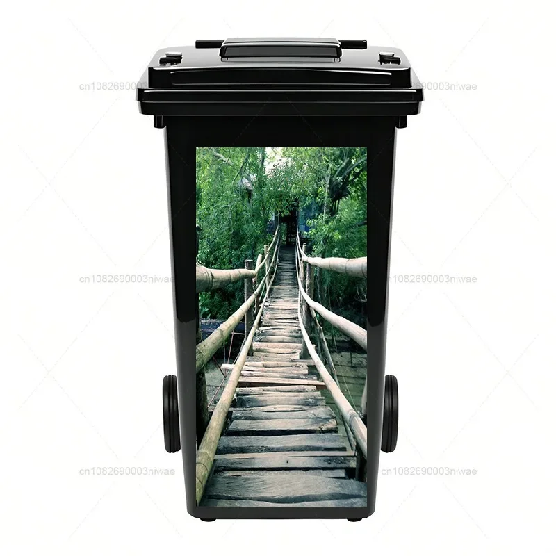 Plant landscape painting trash can stickers, outdoor trash can stickers, PVC waterproof decorative stickers