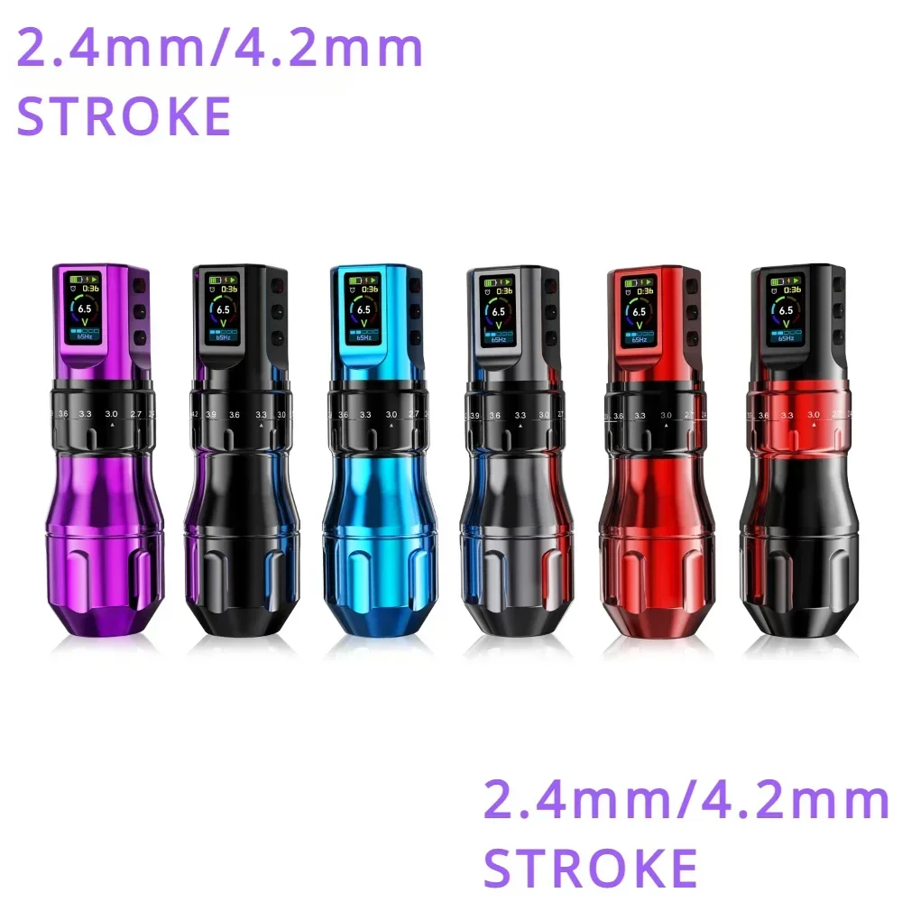 2.4mm/4.2mm stroke Wireless Tattoo Pen Professional  Tattoo Equipment Adjustable Stroke Big Color Screen Powerful Motor Tattoo