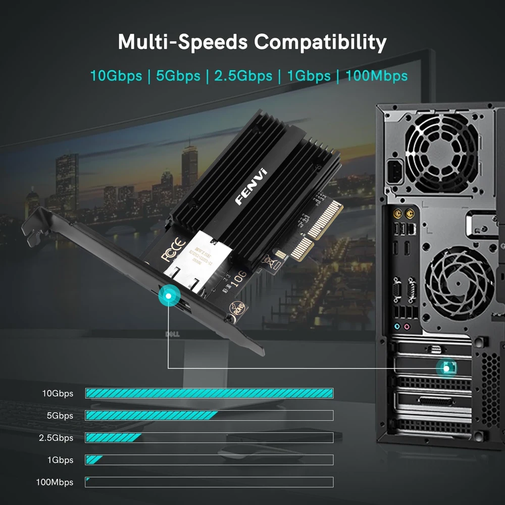 Fenvi-ギガビットLANアダプター,pcie to rj45,ネットワークカード,marvell aqc113,10000mbps,pc,デスクトップ,win10,11