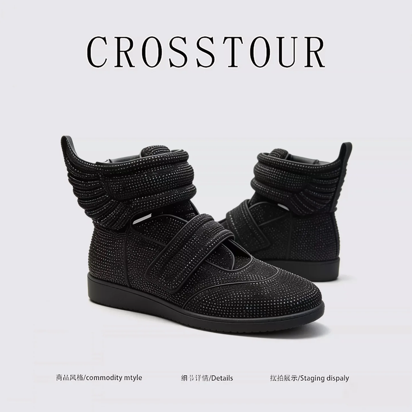 2026 Autumn Black Women Diamond Wings High-top Sneakers Unisex Platform Casual Wing Decorative Men Shoes