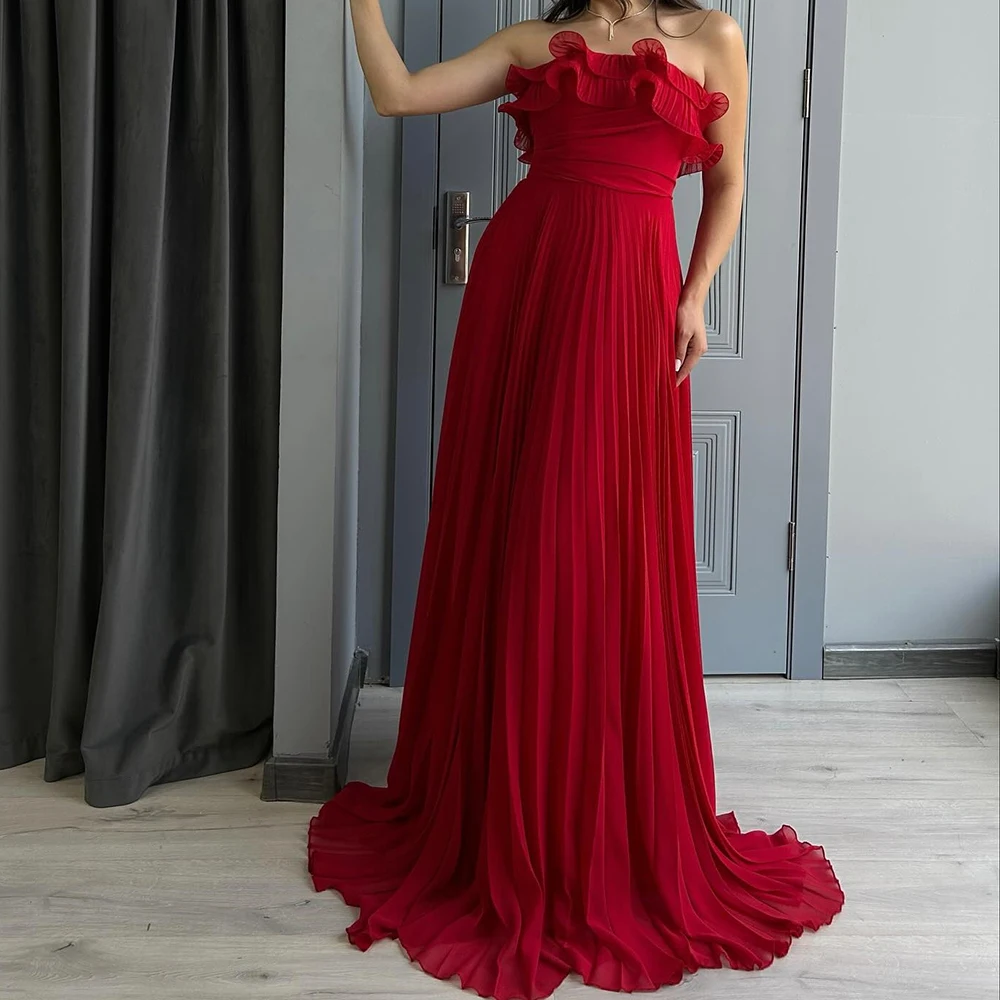 

Вечерние платья трапециевидной формы по индивидуальному заказу, длиной до пола, без бретелек, без рукавов, платье для выпускного вечера, простое модное драпированное повседневное вечернее платье с открытой спиной