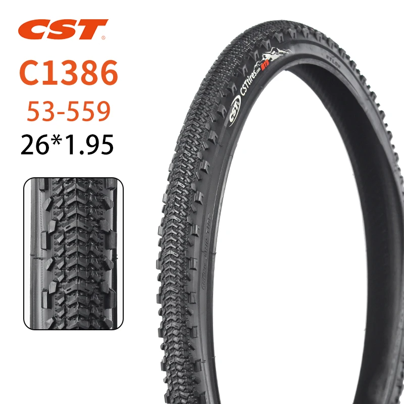 

CST-Anti-skid Mountain Bike Tires, Steel Wire Tire, Wear Resistant Bicycle Tire, 26x1.95, C1386, 26x1.95