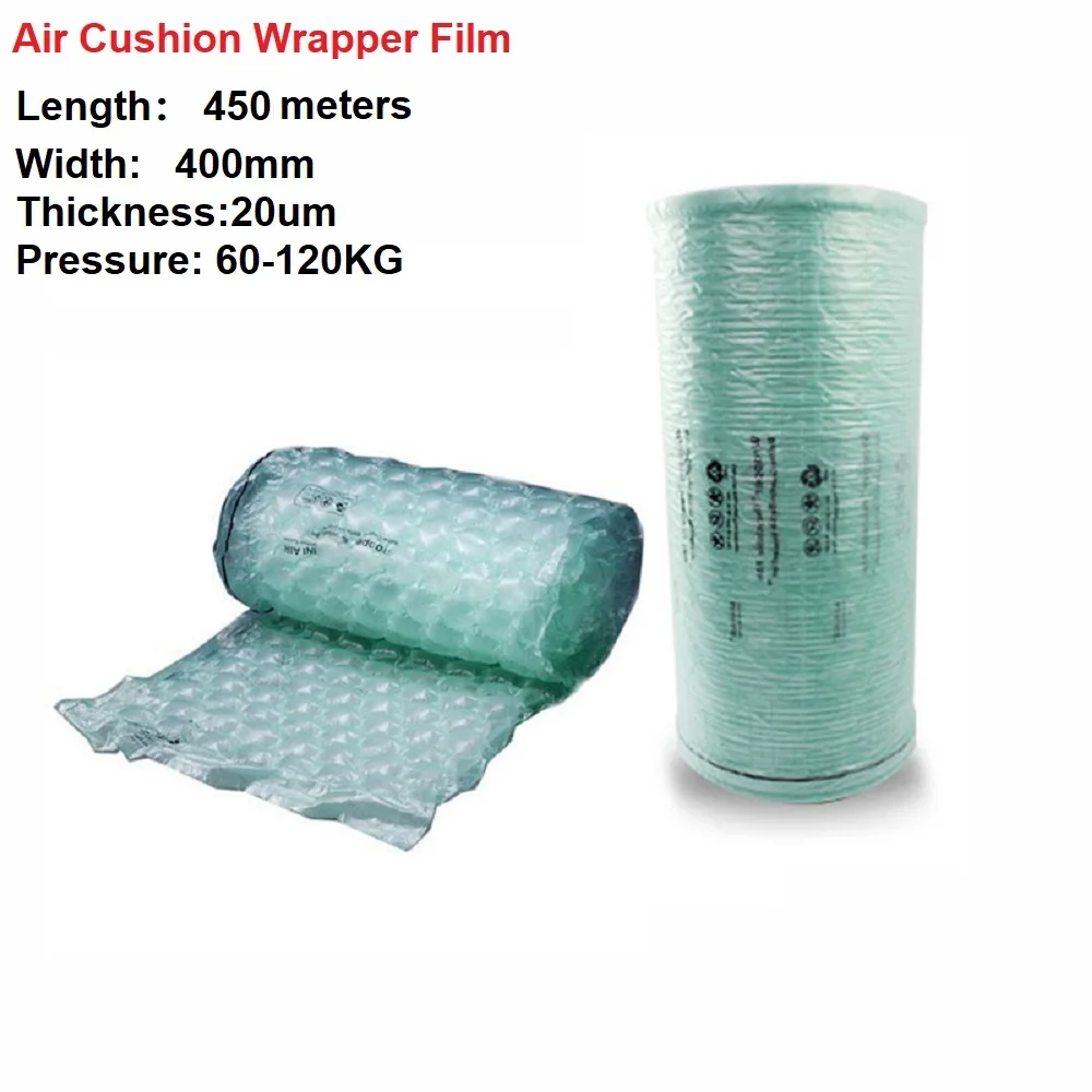 

Air Cushion Wrapper Film 450M/roll 20UM 400mm Width High Density PE Material Meet ROHS Air Pillows Air Dunnage Packing Film