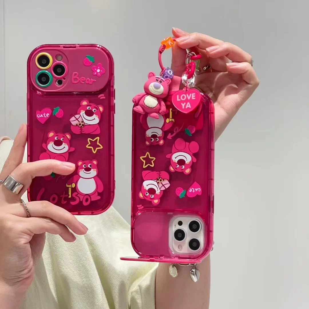 Lotso Invisible Makeup Mirror Folding Holder Phone Cases For iPhone 14 13 12 11 Pro Max XR XS MAX Back Cover