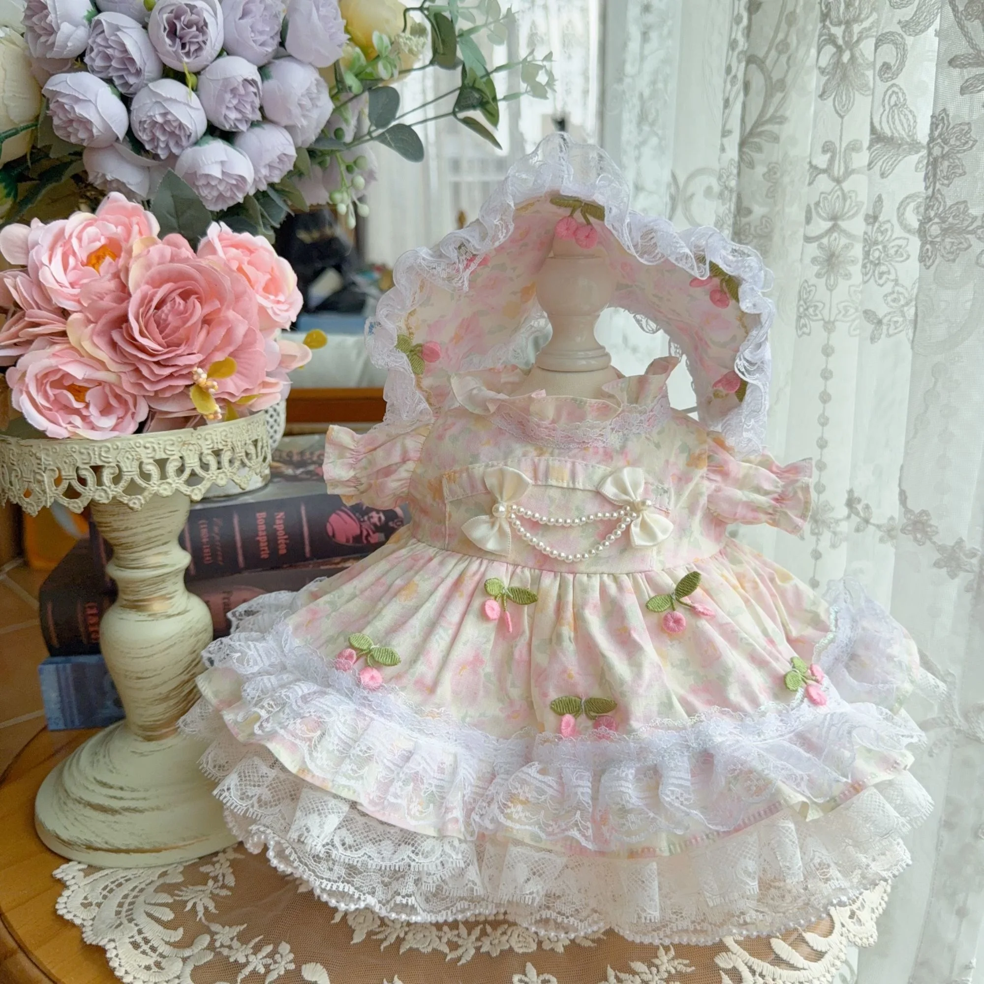 

20cm cotton doll clothes light-colored floral dress hats, 50-55cm reborn doll clothes free shipping