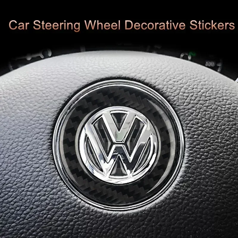 New Carbon Fiber Car Steering Wheel Sticker Decorative Stickers For VW Volkswagen Golf 6 7 Polo CC Tiguan Passat Accessories view 2