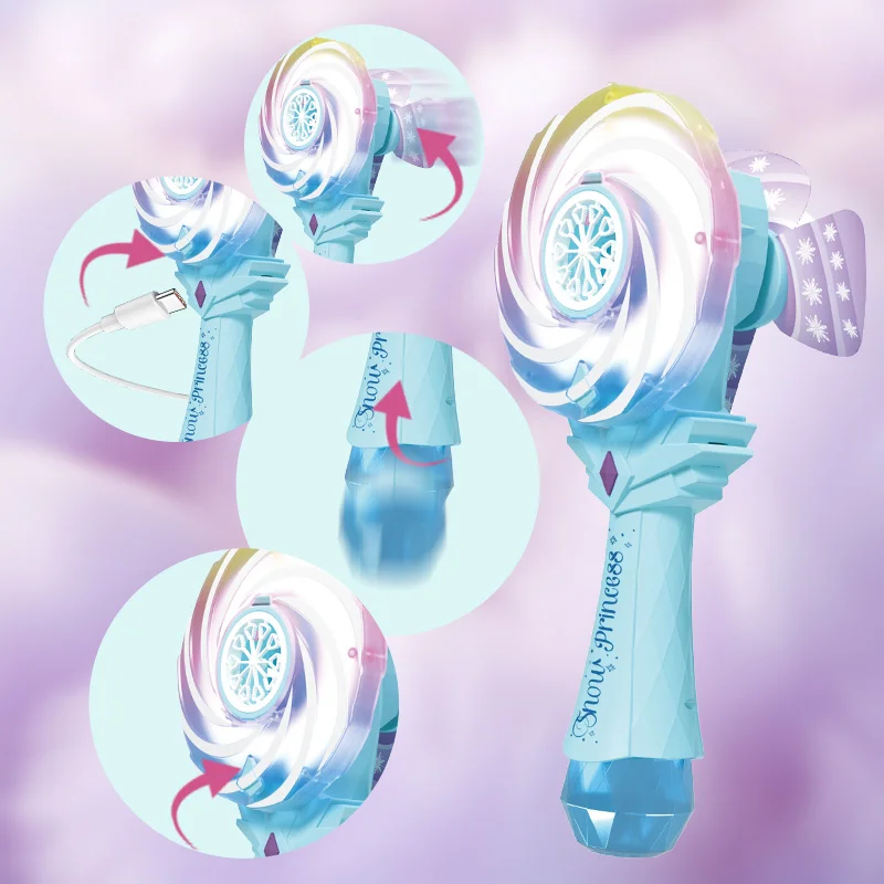 Seifenblasengebläse für Kinder, handgehaltener elektrischer neuer Windmühlen-Seifenblasenstab, Spielzeug für kleine Mädchen