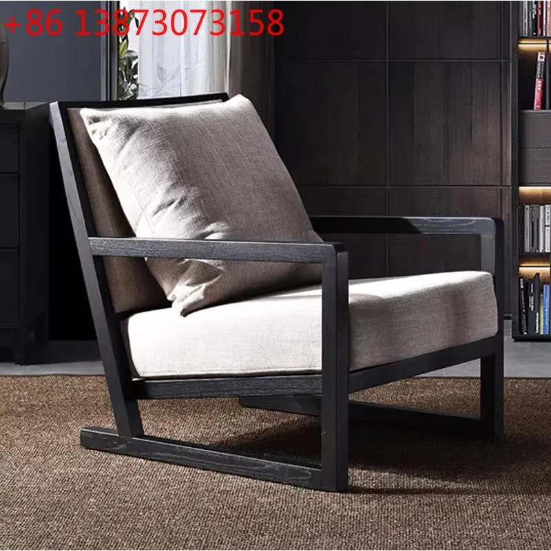 

New Chinese Solid Wood Sofa Chair Living Room Balcony Bedroom Leisure Chair Solid Wood Dining Chair
