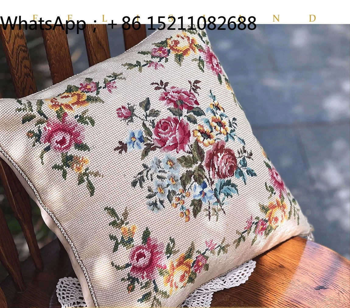 SCY medieval style versatile living room retro flower pattern throw pillow hand embroidered decorative home pillow