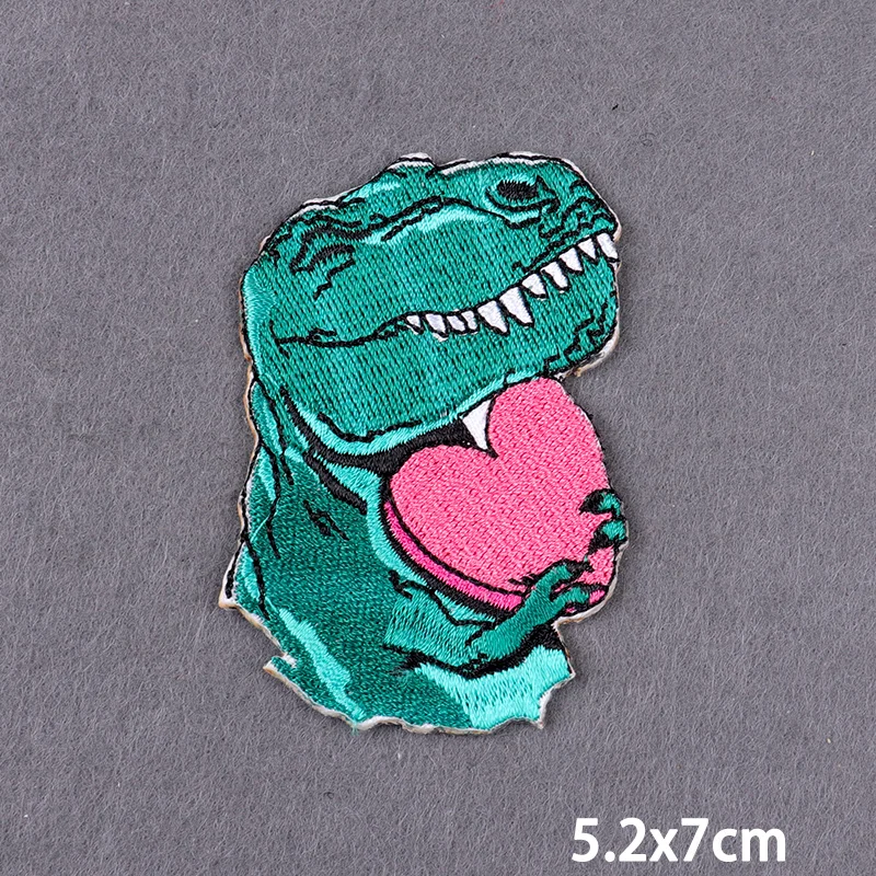 Cartoon Animal Embroidery Patches For Clothes Cute Frog/Cat Iron On Patch Dinosaur Personality Fusible Applique Sticker Badges