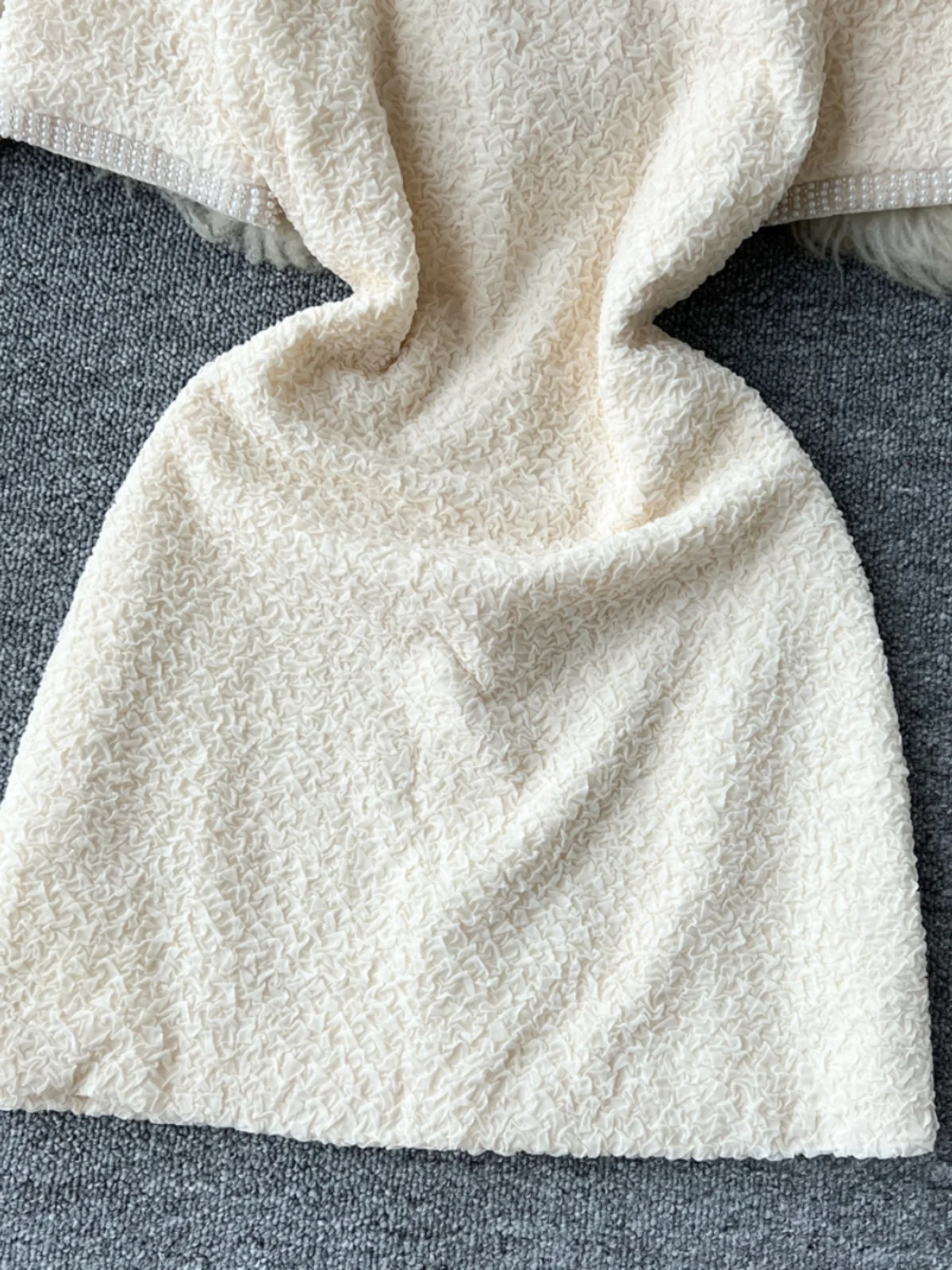 Ele ort Sve rotondo Ne Perline ricamate Vita alta Texture Sensation Dr Coreano Sle Pendolarismo Gonna a trapezio a vita alta