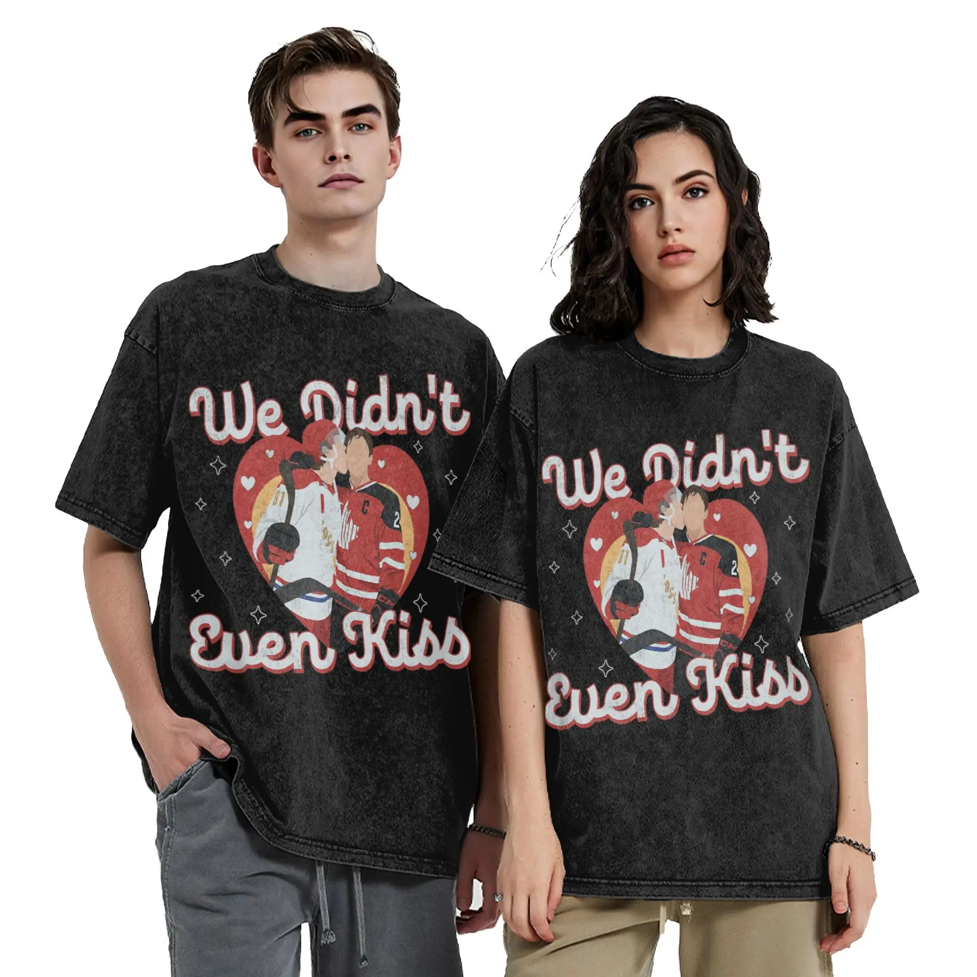 Heated Rivalry We Didnt Even Kiss T Shirt Hip Hop Washed 100% Cotton Oversize T-Shirt  Vintage for Men Women Streetwear Tees