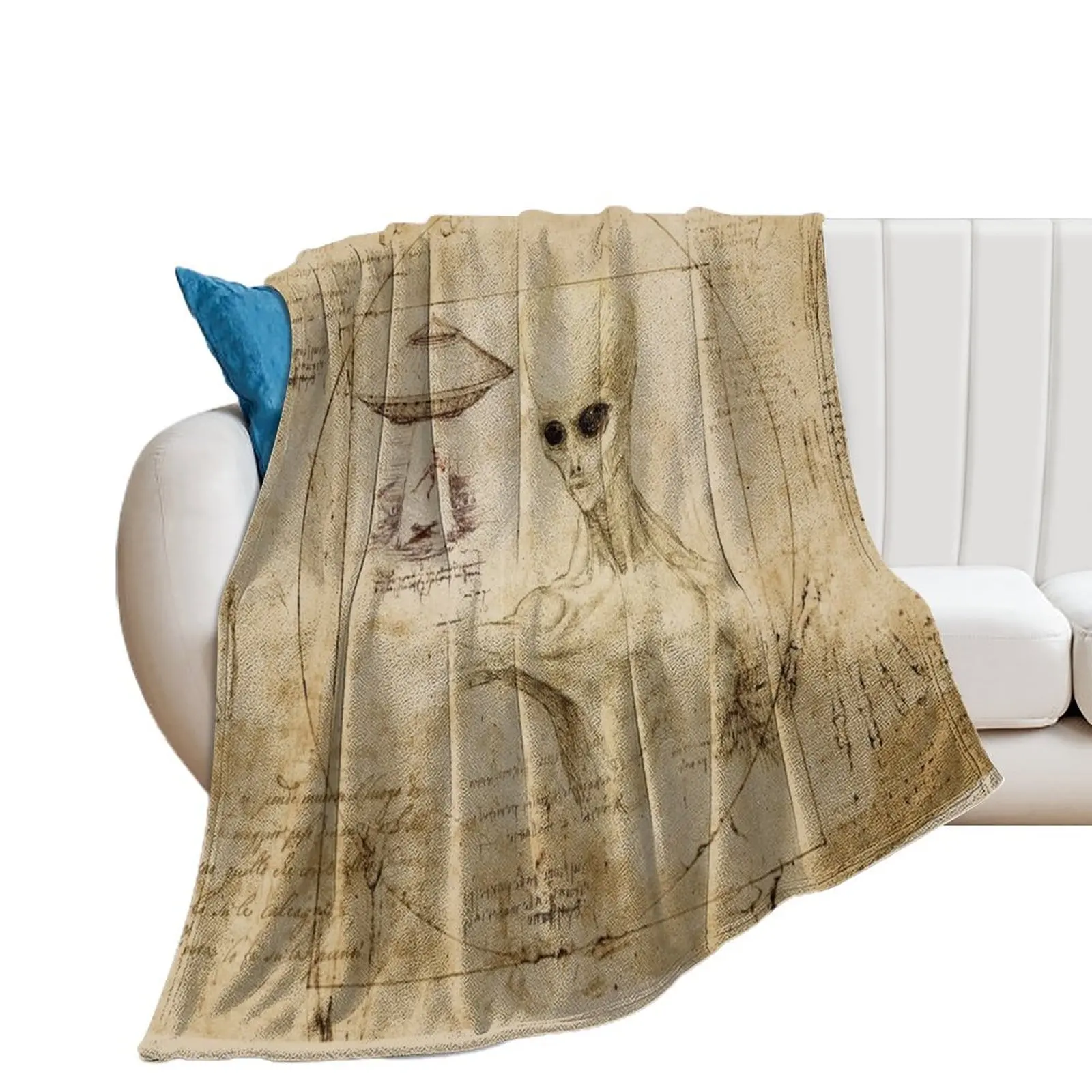 

DaVinci Grey alien Throw Blanket Quilt Multi-Purpose Blankets