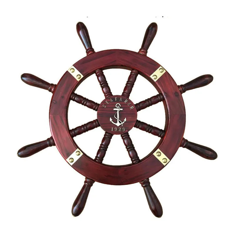 

Vintage Navigation Rudder Bar Restaurant Decoration Solid Wood Crafts American Mediterranean Steering Wheel Wall Hanging