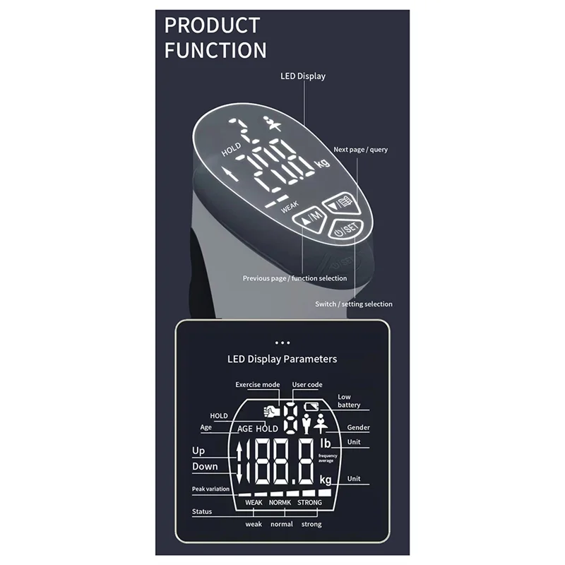 B97A-Electronic Grip Power Trainer Auto Capturing Smart Hand Dynamometer Grip Power Trainer