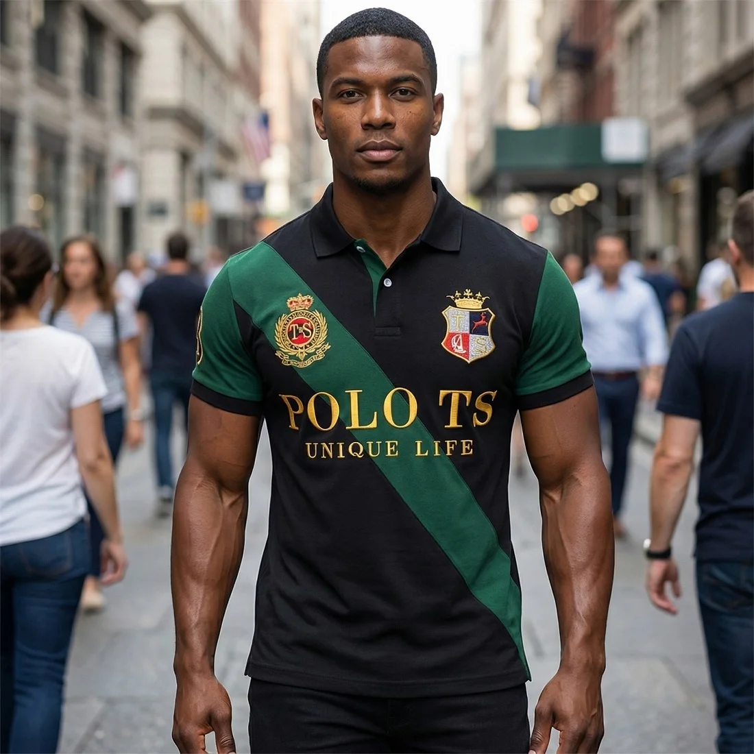 Men's Short Polo Shirt British Sports Leisure Diagonal Stitching Color 100% Cotton Knit Design Collar Tee Shirt Plus Size XS-7XL