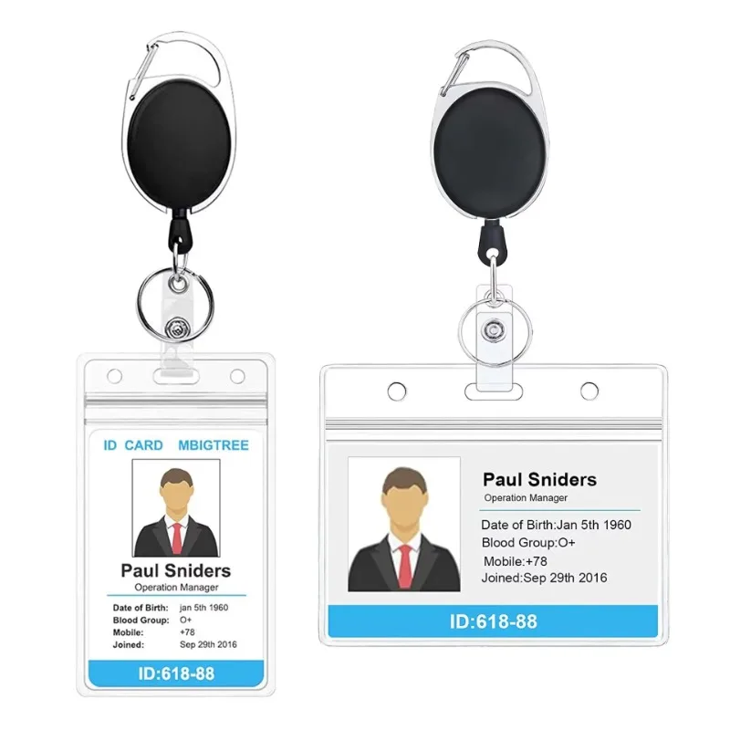 

Easy To Pull Keychain Clip for Working Permit Case Retractable Badge Reel Holder Set Exhibition ID Name Pass Card Cover Sleeve