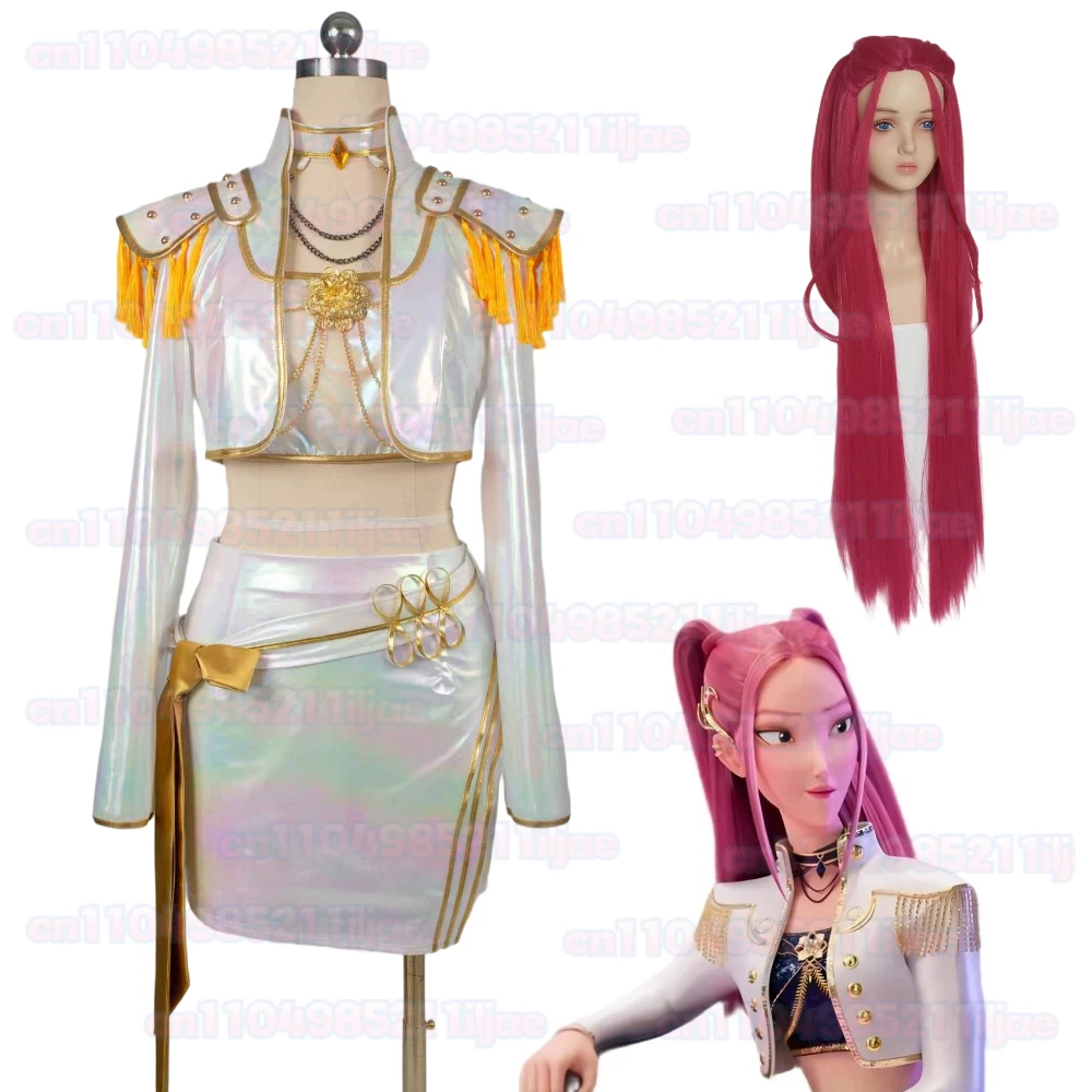 

Rumi Demon Hunter of KPop Mira Cosplay Golden Singing Suits Cartoon cosplay Costume Women Fantasy Halloween Carnival Clothes