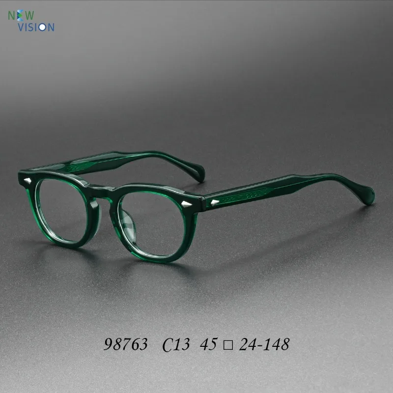 Retro Acetate Glasses for Women 98763 Japanese Fashion New Square Green Frame for Men Myopia Presbyopia Computer Office Eyeglass