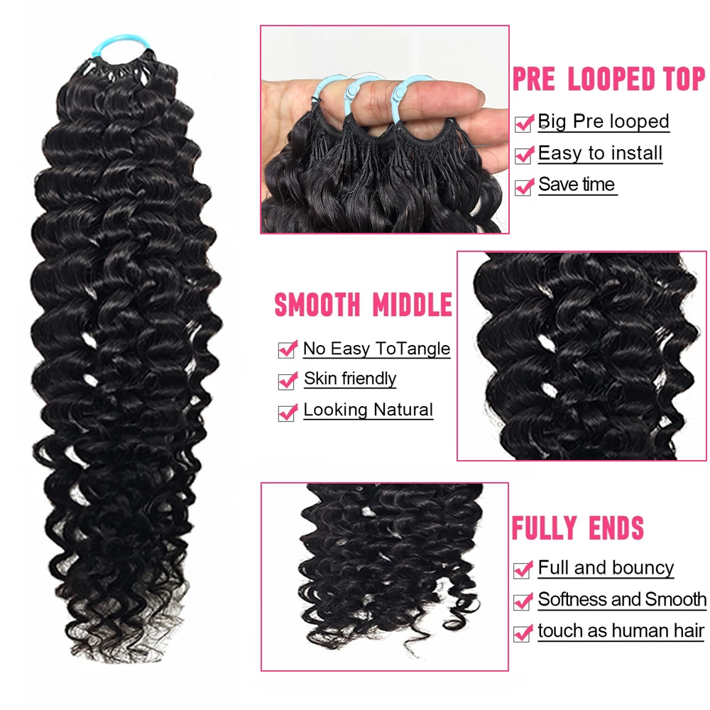 Burmese Crochet Hair 20inch 50g Knotless Pre-Separated Feather Crochet 100% Human Hair Curly Lightweight Reusable Hair Extension