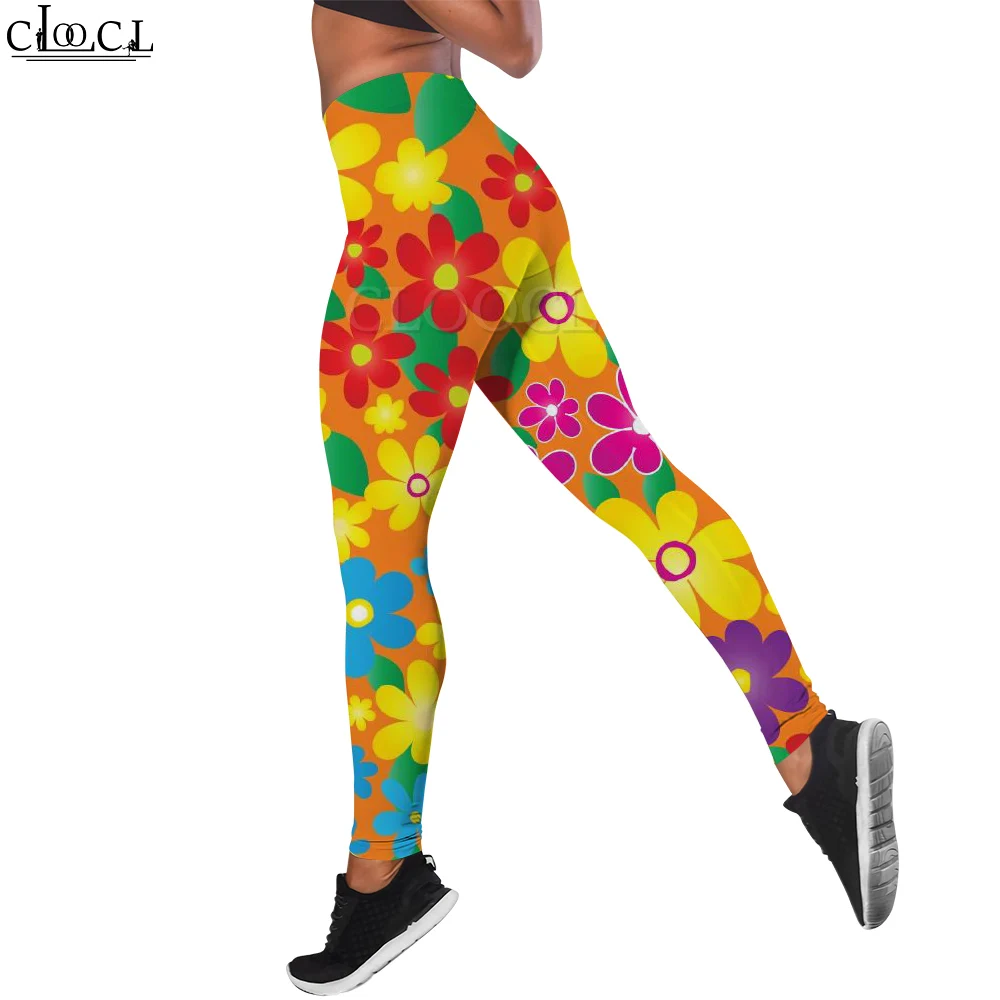 CLOOCL Herfst Vrouwen Leggings Kleurrijke Kleine Bloemen Afdrukken Jogging Workout Yoga Broek Harajuku Mode Gym Broek