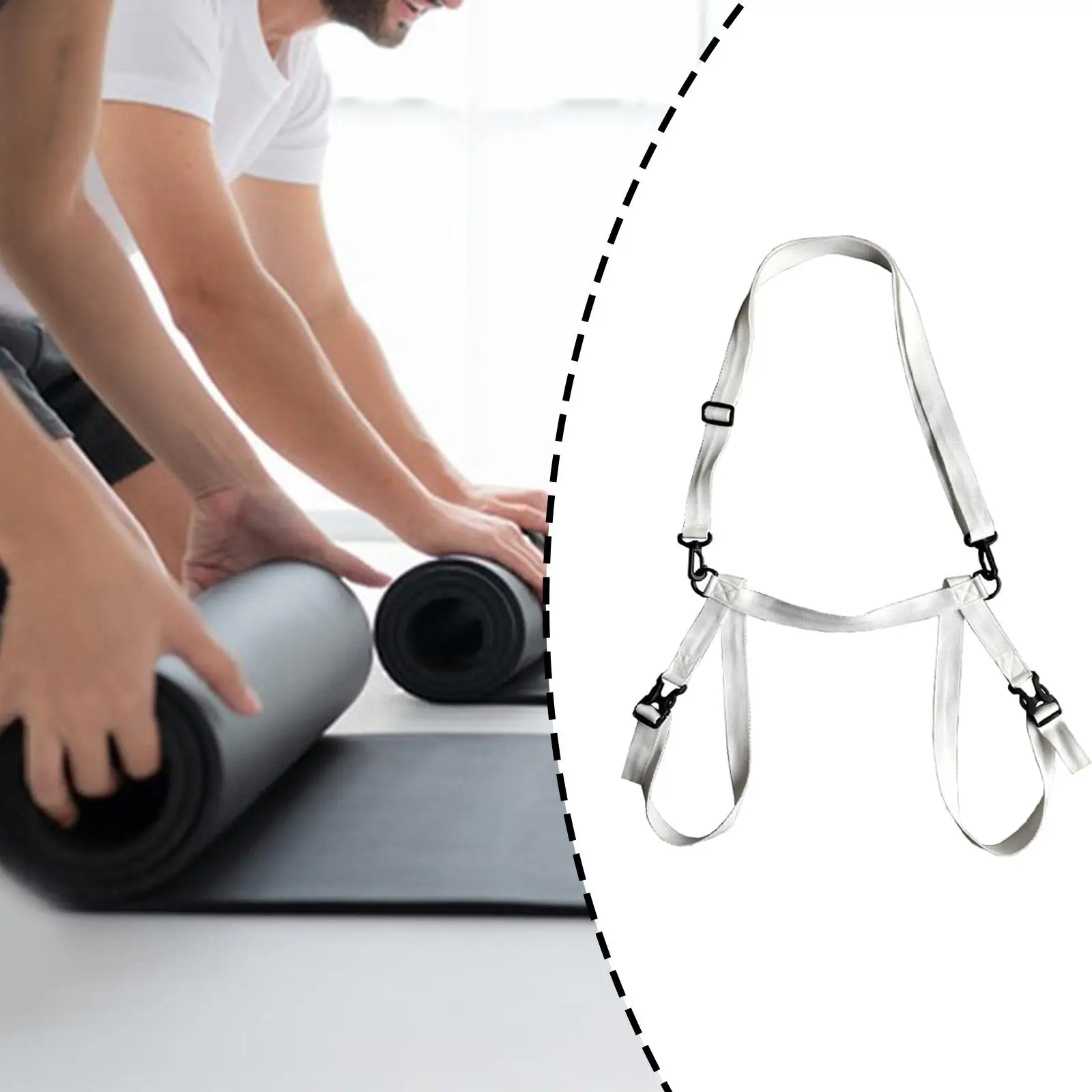 Portable Mat Strap Carrier Adjustable for Thick Sports Mat Gym Fitness Yoga Exercise Mats Picnic Blanket Outdoor Travel
